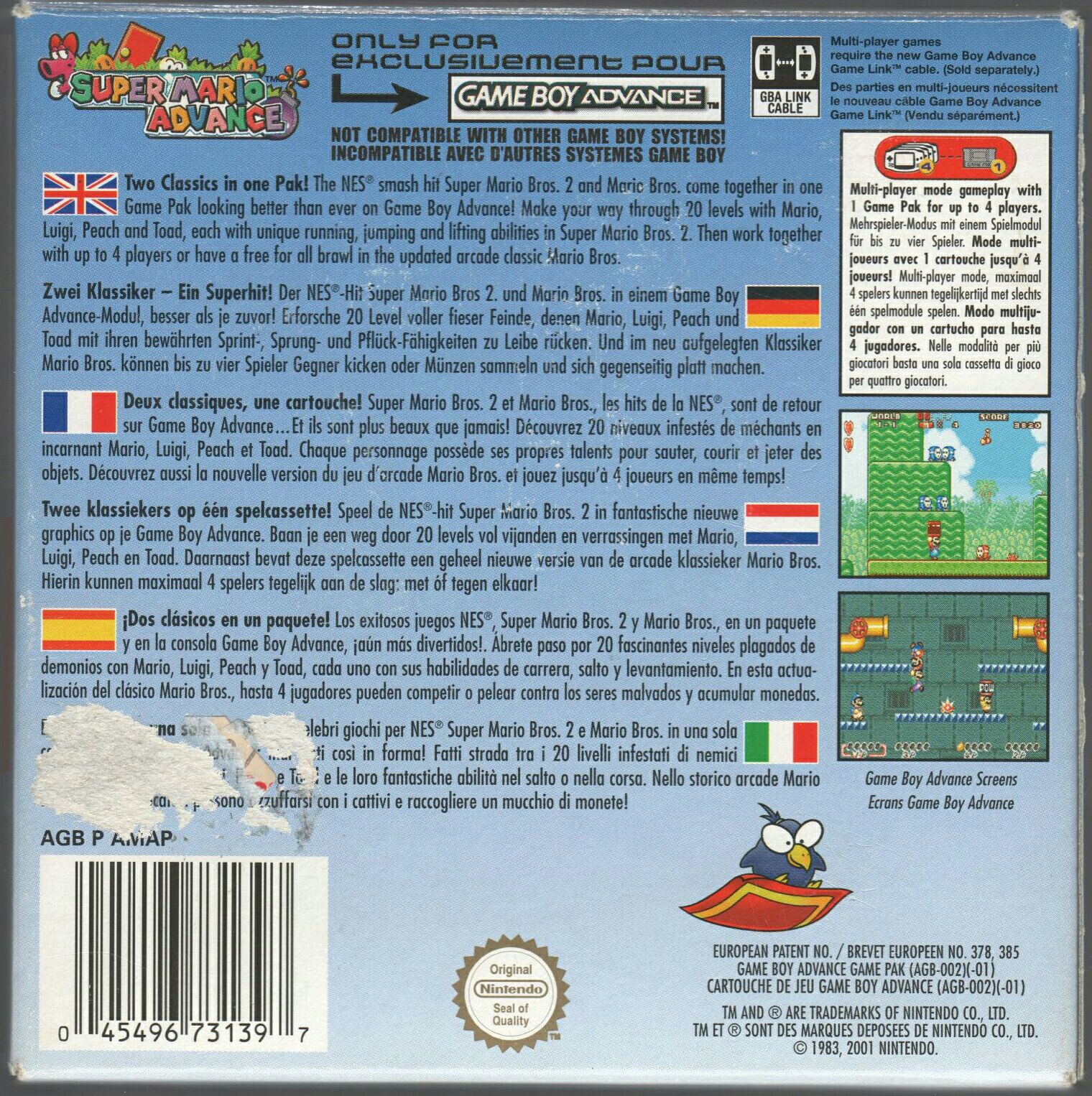 Super Mario Advance - Nintendo Game Boy Advance (GBA) video game collectible - Main Image 2