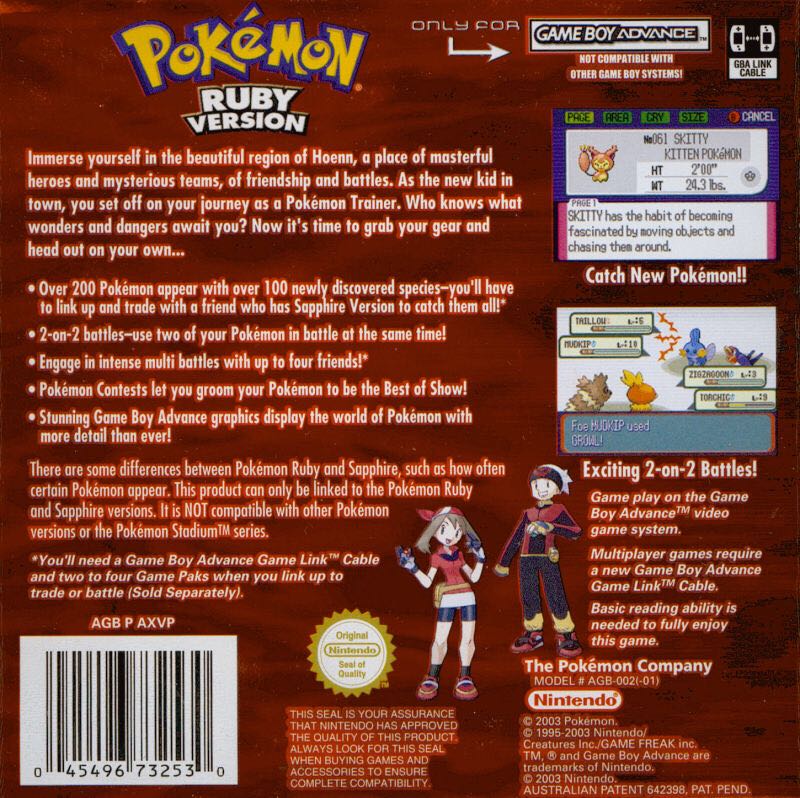 Pokemon Ruby Version - Nintendo Game Boy Advance (GBA) (Nintendo/Gamefreak) video game collectible - Main Image 2