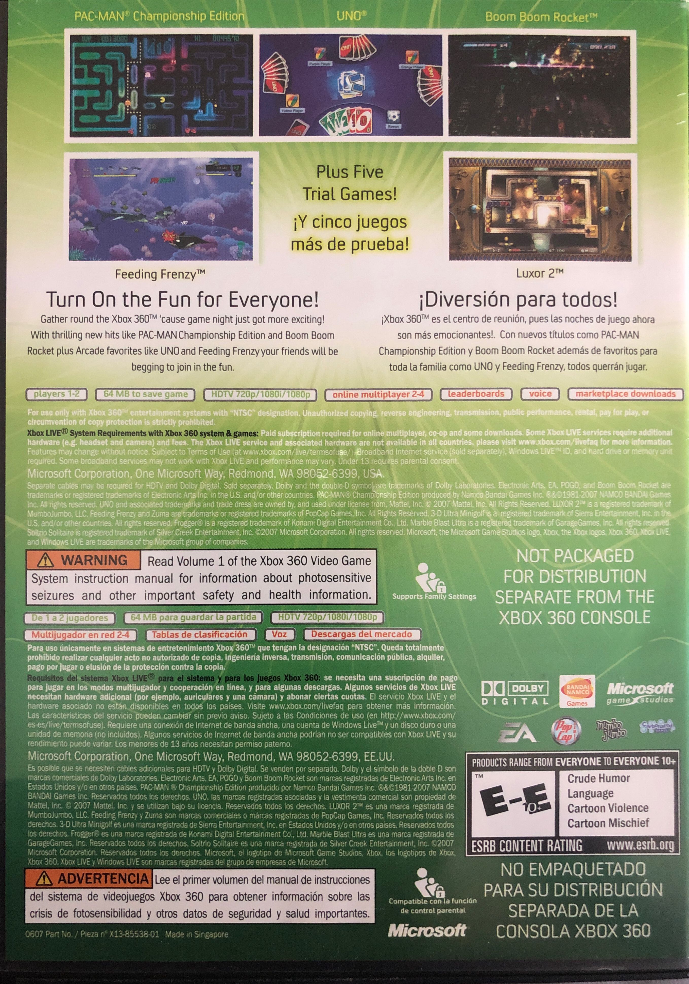 Xbox Live Arcade Compilation Disc - Microsoft Xbox 360 (Microsoft Game Studios - 2) video game collectible [Barcode 123454580] - Main Image 2