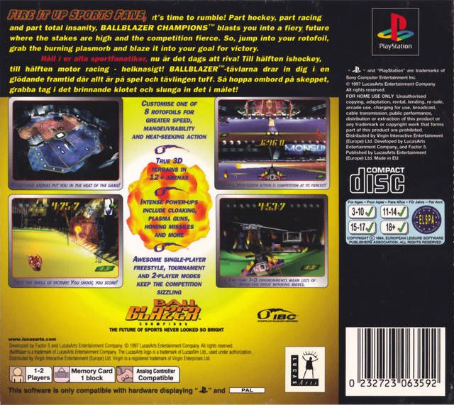 Ballblazer Champions - Sony PlayStation (Lucas Arts - 2) video game collectible [Barcode 023272450359] - Main Image 2