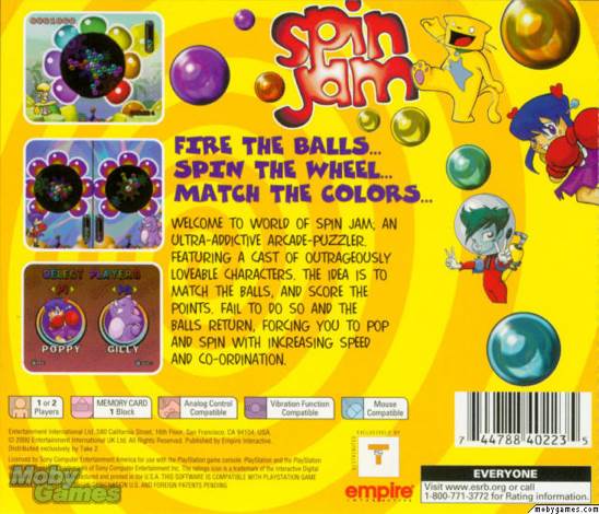 Spin Jam - Sony PlayStation (Empire Interactive - 2) video game collectible [Barcode 5017783402230] - Main Image 2