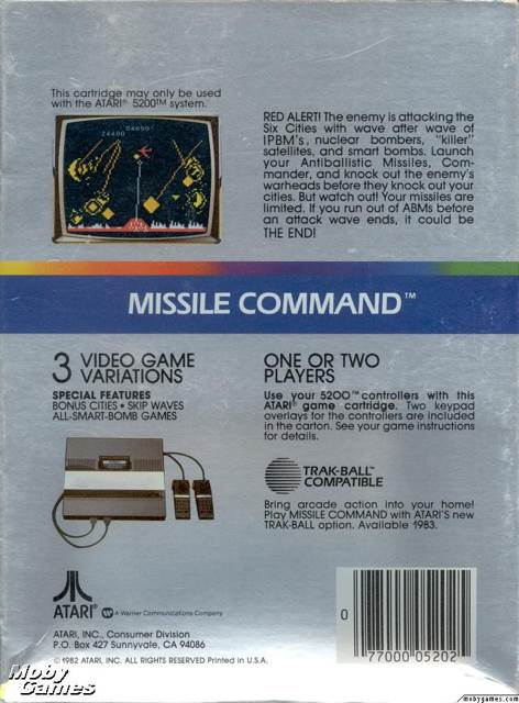 Missile Command - Atari 5200 (Atari - 1 - 2) video game collectible - Main Image 2