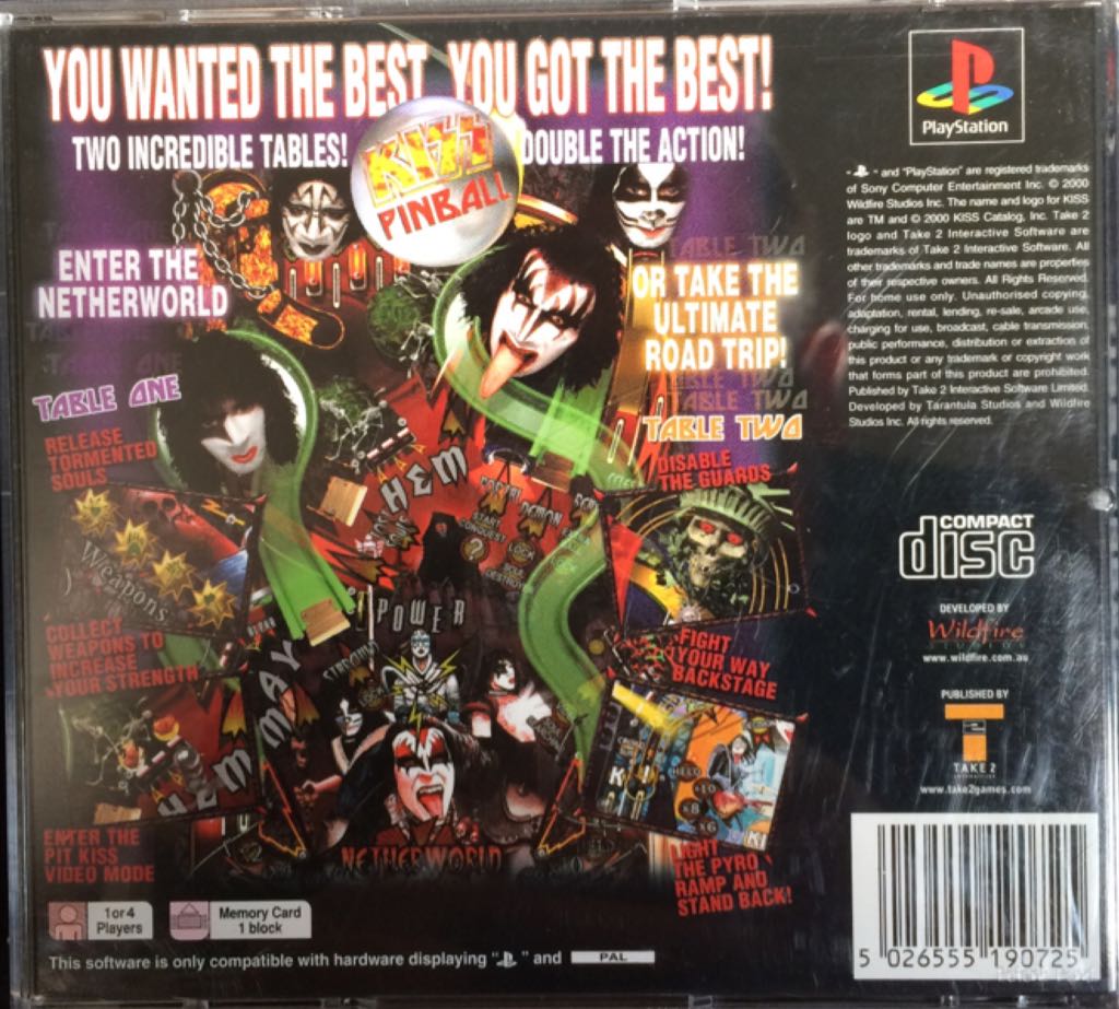 Kiss Pinball - Sony PlayStation video game collectible [Barcode 5026555190725] - Main Image 2