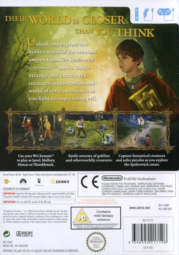 The Spiderwick Chronicles - Nintendo Wii (Sierra) video game collectible [Barcode 020626727167] - Main Image 2