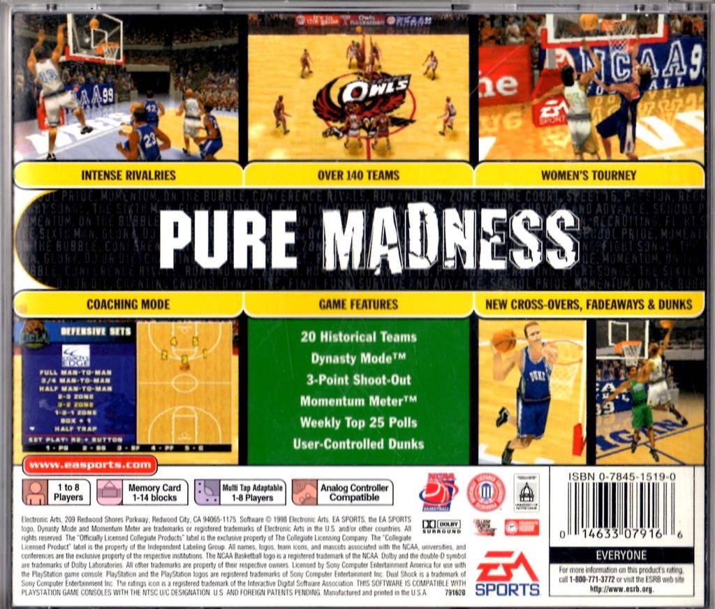 NCAA March Madness 99 - Sony PlayStation (Ea Sports - 8) video game collectible [Barcode 014633079166] - Main Image 2