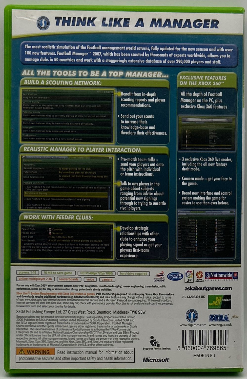 Football Manager 2007 - Microsoft Xbox 360 (1) video game collectible [Barcode 5060004769865] - Main Image 2