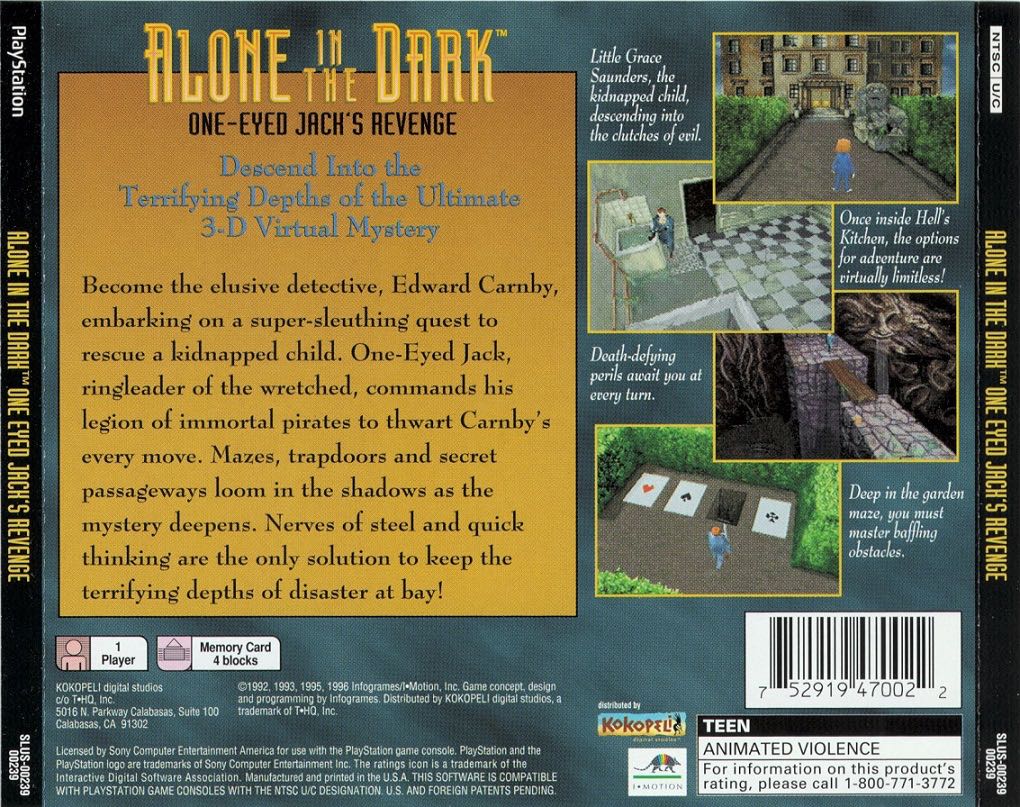 Alone in the Dark: One-Eyed Jack’s Revenge - Sony PlayStation (Kokopeli Digital Studios - 1) video game collectible - Main Image 2