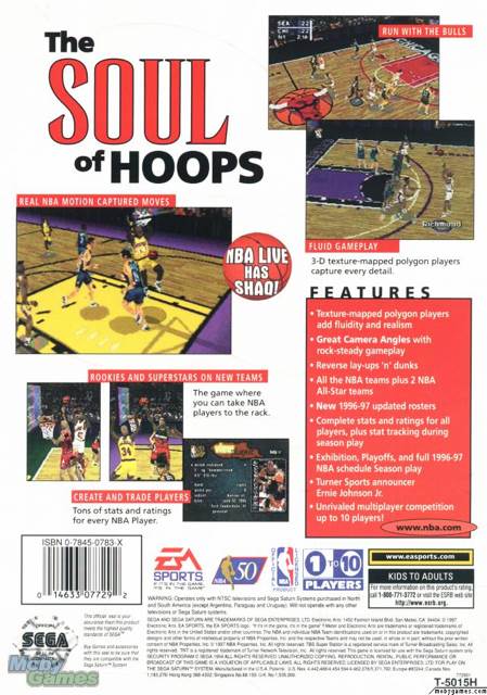 NBA Live 97 - Sega Saturn (EA Games/EA Sports - 1-2) video game collectible [Barcode 014633077292] - Main Image 2