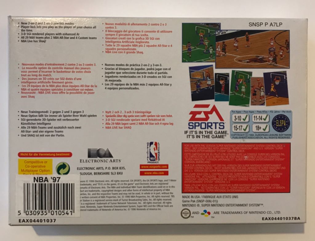 NBA Live 97 - Nintendo Super Nintendo Entertainment System (SNES) video game collectible - Main Image 2