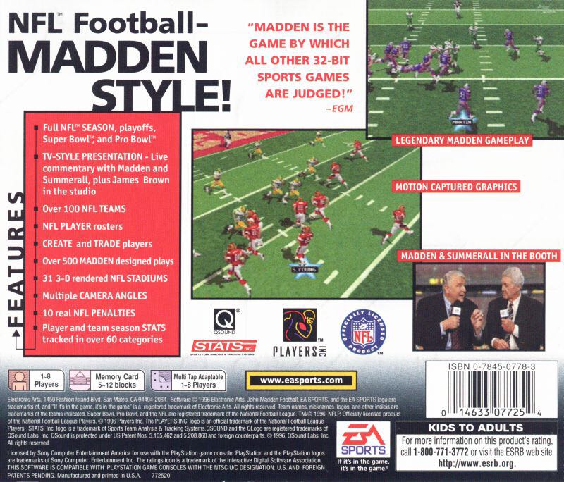 Madden NFL 97 - Sony PlayStation (Ea Sports - 8) video game collectible [Barcode 014633077254] - Main Image 2