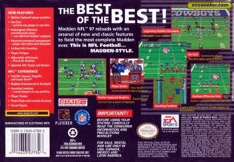 Madden NFL 97 - Nintendo Super Nintendo Entertainment System (SNES) (Electronic Arts - 2) video game collectible [Barcode 014633077346] - Main Image 2