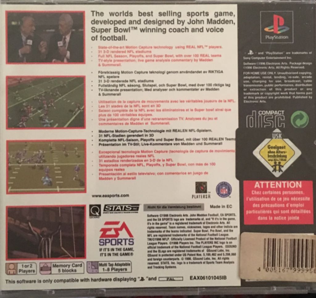 Madden NFL 97 - Sony PlayStation video game collectible [Barcode 5030935010619] - Main Image 2