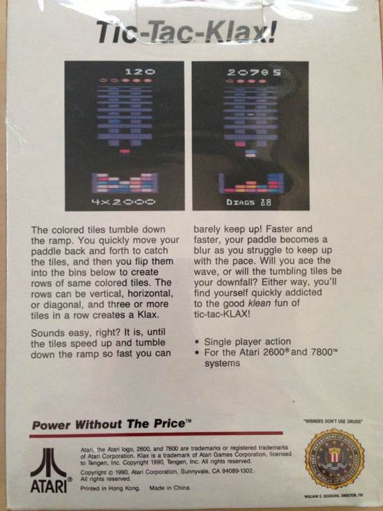 Klax (Sealed) - Atari 2600 (Atari - 1) video game collectible [Barcode 077000504463] - Main Image 2