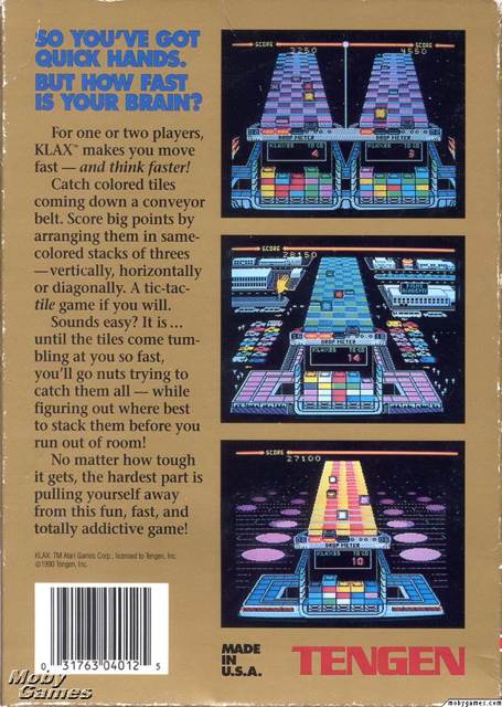 Klax - Nintendo Entertainment System (NES) (Tengen - 1) video game collectible [Barcode 131763040115] - Main Image 2