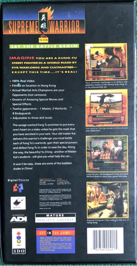 Supreme Warrior - 3DO (Digital Pictures - 1) video game collectible [Barcode 782346024215] - Main Image 2