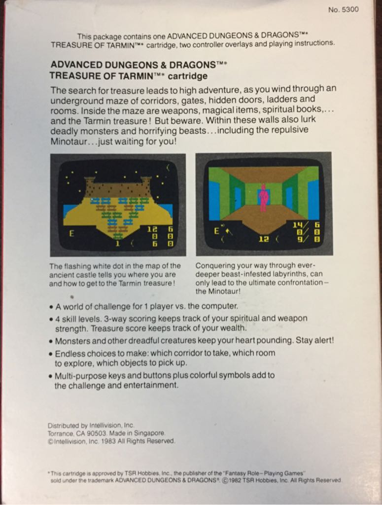 Advanced Dungeons and Dragons: Treasures Of Tarmin - Intellivision video game collectible - Main Image 2