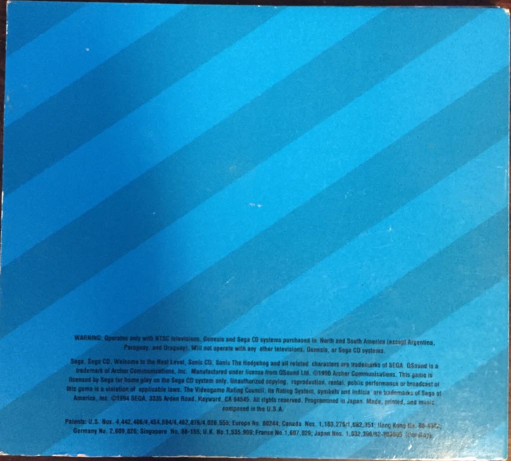 Sonic CD - Sega CD (Sega - 1 Players) video game collectible [Barcode 0010086044072] - Main Image 2