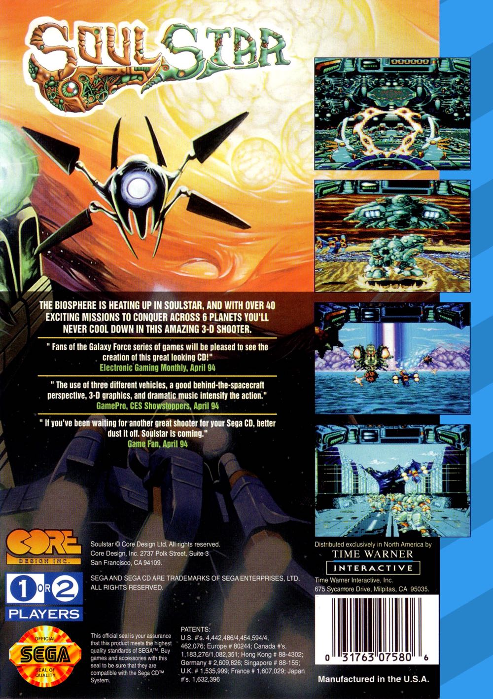 Soul Star - Sega CD (Core Design - 1) video game collectible [Barcode 031763075806] - Main Image 2