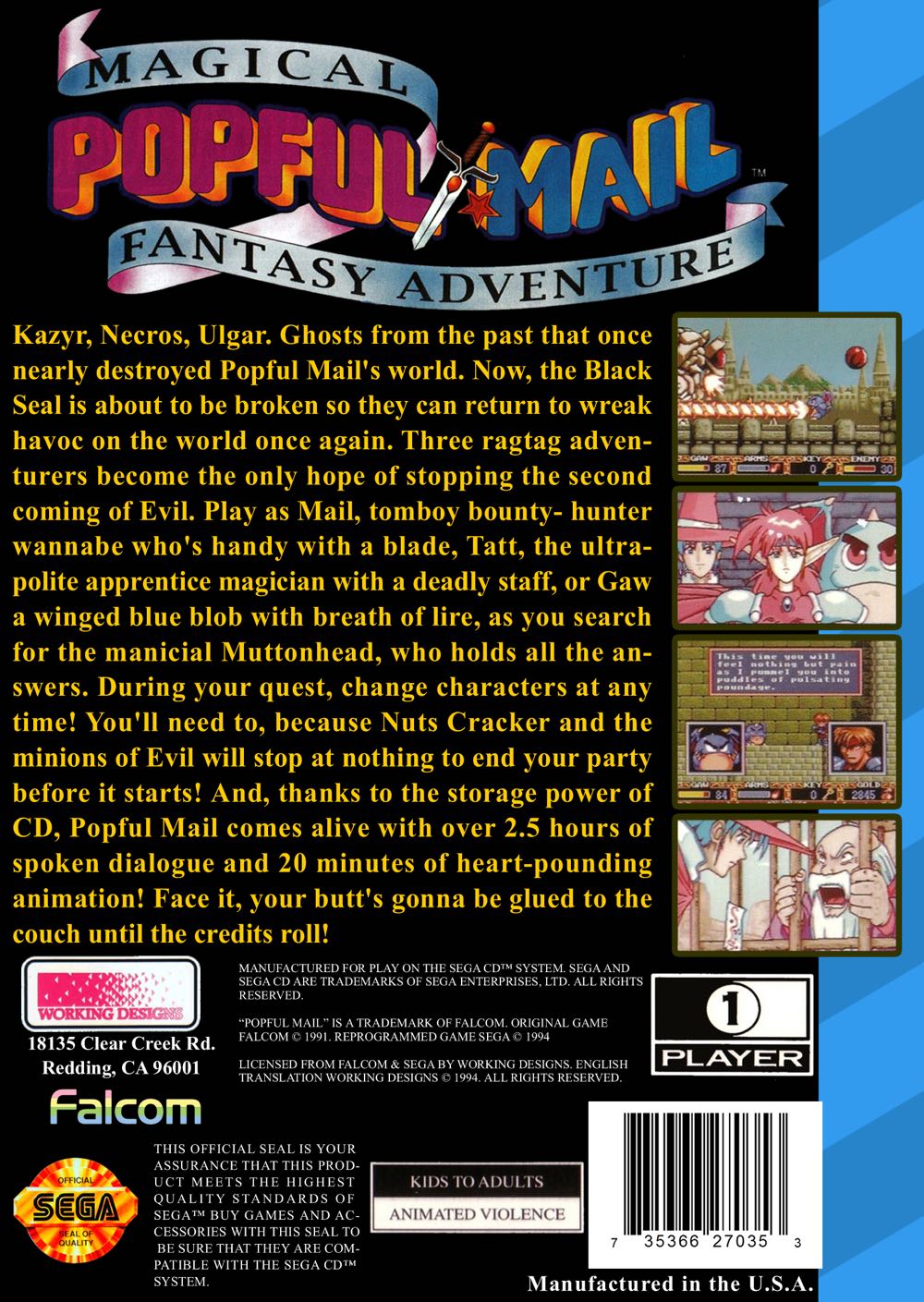 Popful Mail - Sega CD (Working Designs - 1) video game collectible - Main Image 2