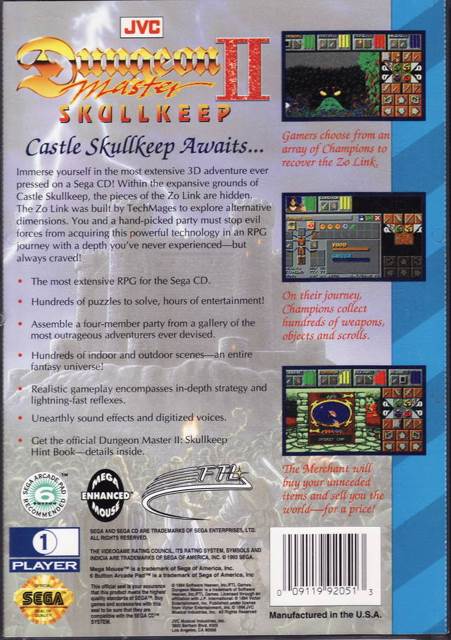 Dungeon Master II - Skullkeep - Sega CD (JVC - 1) video game collectible [Barcode 009119920513] - Main Image 2