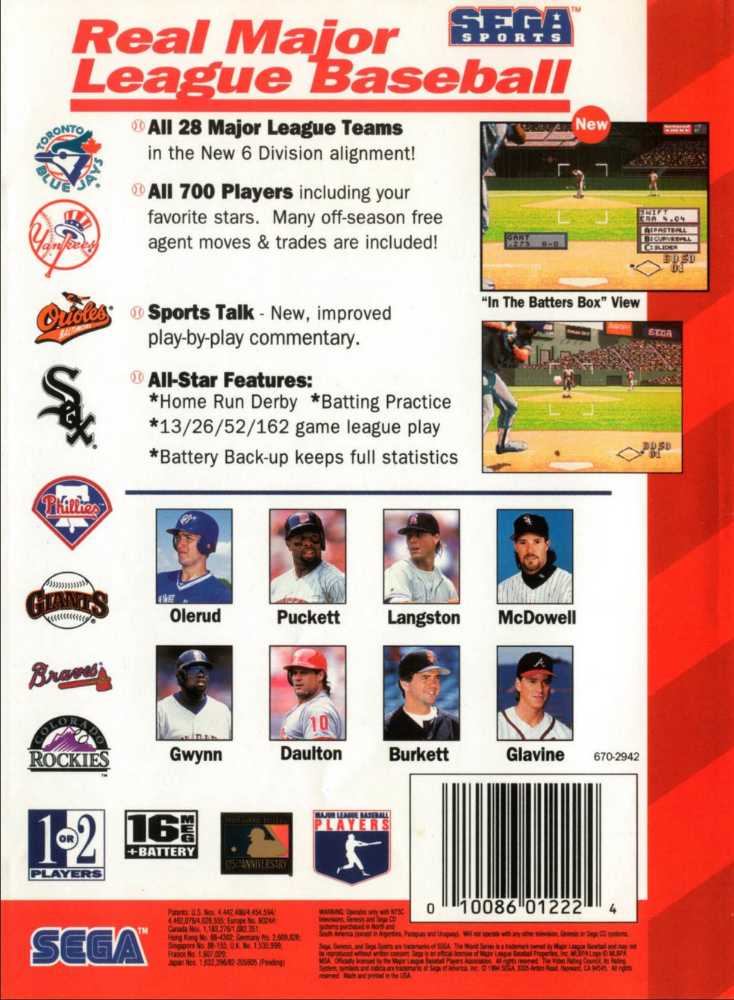 World Series Baseball - Sega Genesis (Mega Drive) (Sega - 1) video game collectible - Main Image 2