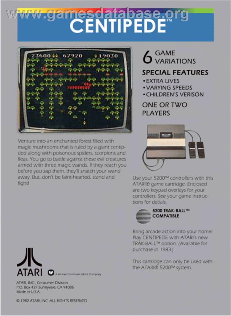 Centipede A26 8.0 - Atari 2600 (Atari, Inc. - 1-2) video game collectible [Barcode 077000026767] - Main Image 2