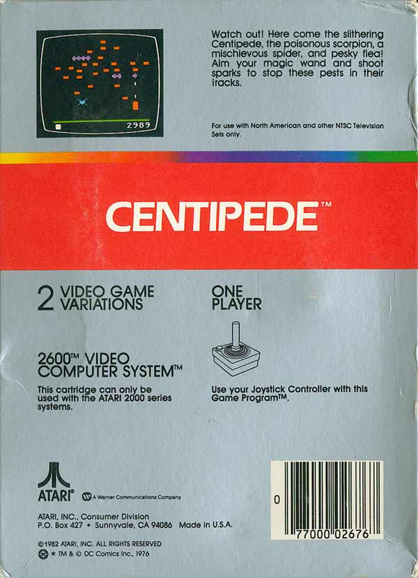 Atari Centipede - Atari 5200 (Atari, Inc. - 1) video game collectible - Main Image 2