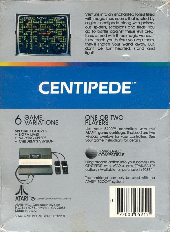 Centipede - Atari 5200 (Atari Inc. - 2) video game collectible - Main Image 2