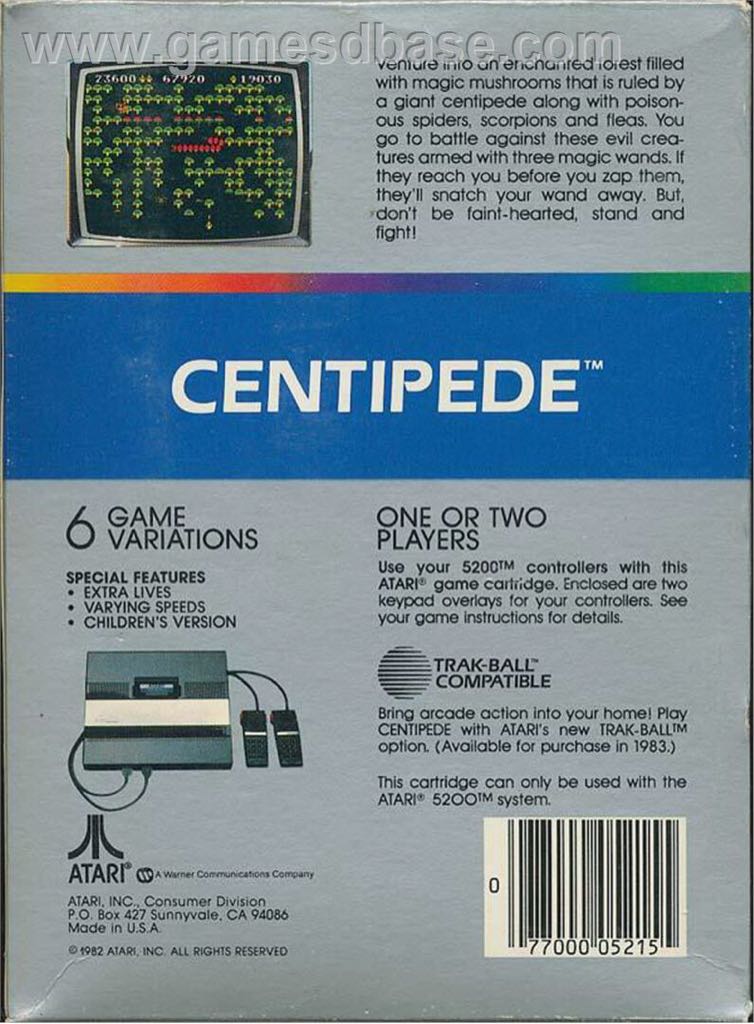 Centipede - Atari 5200 video game collectible - Main Image 2