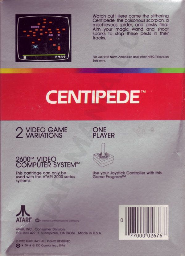 Centipede - Atari 2600 (Atari - 1) video game collectible - Main Image 2