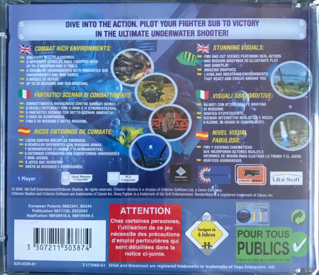 Deep Fighter - Sega Dreamcast (Ubisoft Entertainment) video game collectible [Barcode 3307211303874] - Main Image 2