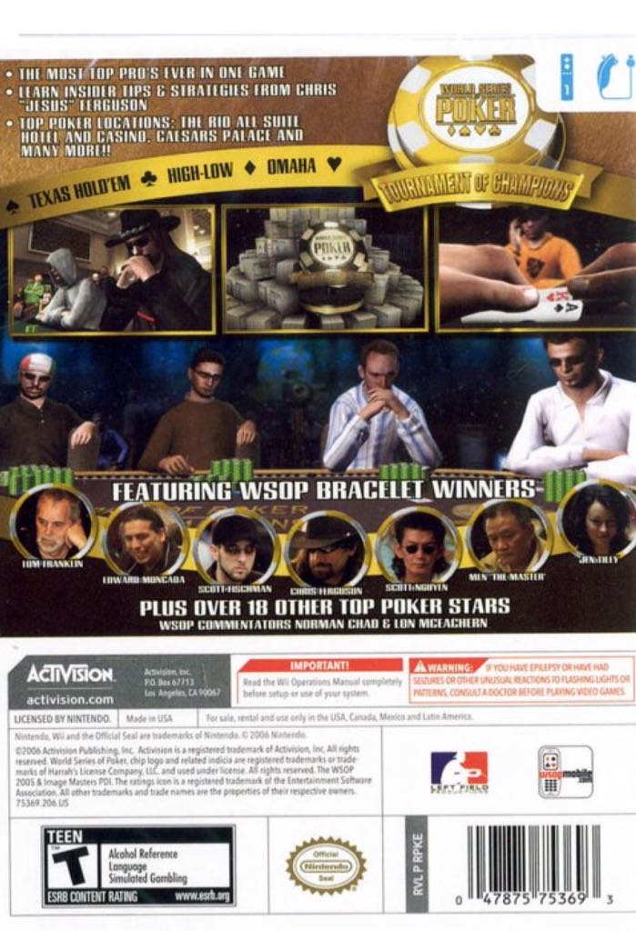 World Series Of Poker: Tournament Of Champions - 2007 Edition - Nintendo Wii video game collectible - Main Image 2