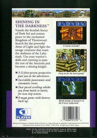 Shining In The Darkness - Sega Genesis (Mega Drive) (Sega - 1) video game collectible [Barcode 010086013108] - Main Image 2