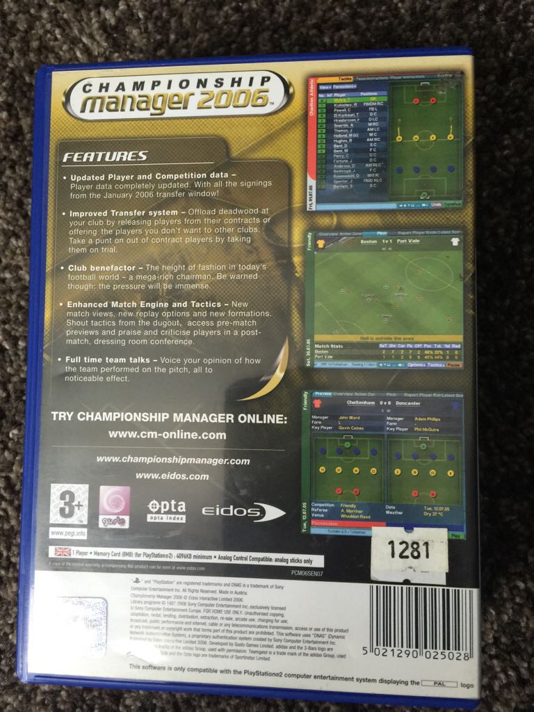 Championship Manager 2006 - Sony PlayStation 2 (PS2) (Eidos Enteractive - 1) video game collectible [Barcode 5021290025028] - Main Image 2