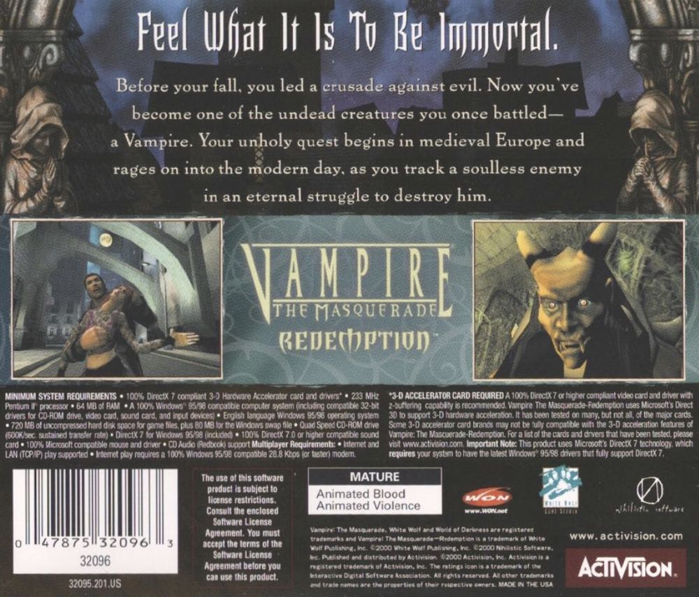 Vampire The Masquerade: Redemption - PC (Activision - 1) video game collectible [Barcode 047875110076] - Main Image 2