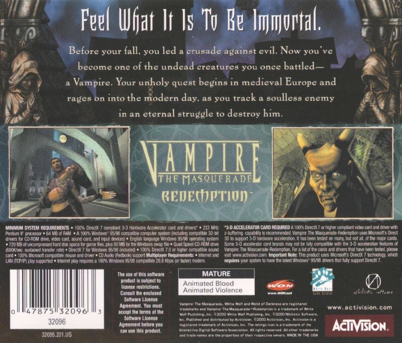 Vampire The Masquerade: Redemption - PC (Activision - 1) video game collectible - Main Image 2
