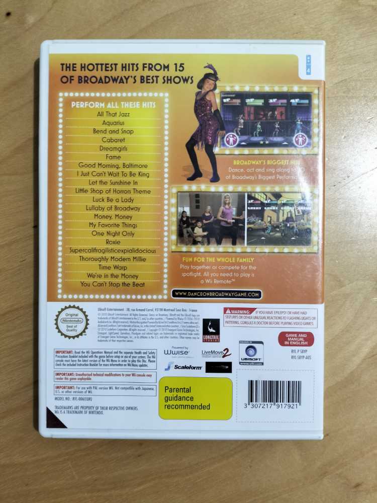 Dance On Broadway - Nintendo Wii (1-4) video game collectible [Barcode 3307217917921] - Main Image 2