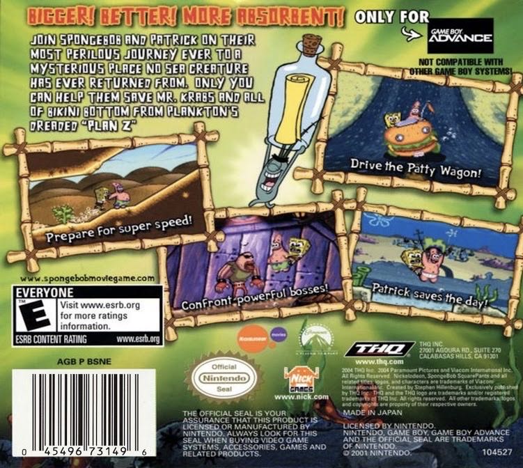 The SpongeBob SquarePants Movie - Nintendo Game Boy Advance (GBA) (THQ/Paramount Consumer Products - 1) video game collectible - Main Image 3
