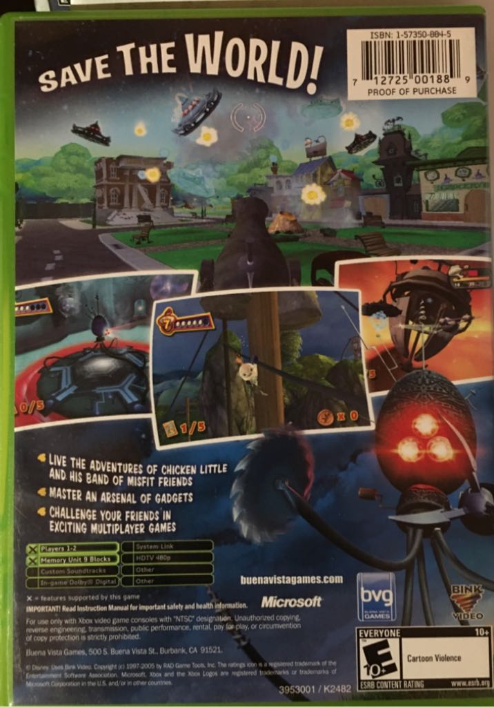 Chicken Little - Microsoft Xbox (Buena Vista Games - 1-2) video game collectible [Barcode 712725001889] - Main Image 2