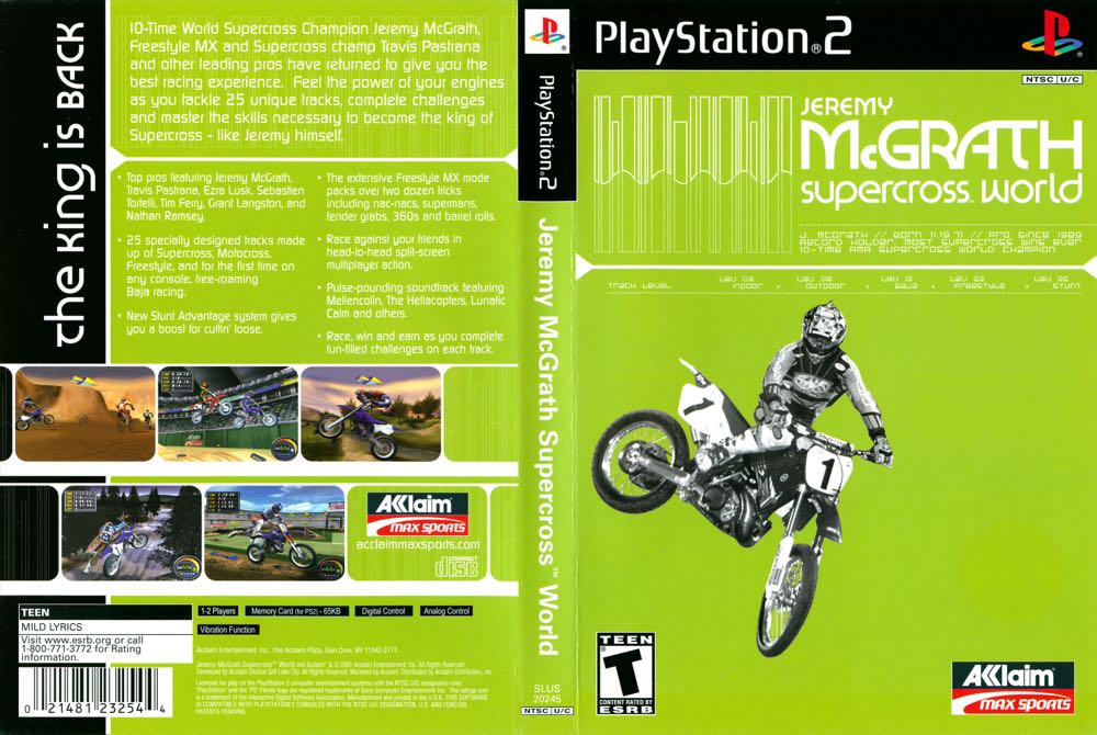 Jeremy McGrath Supercross World - Sony PlayStation 2 (PS2) (Acclaim Entertainment - 1-2) video game collectible [Barcode 021481232544] - Main Image 3