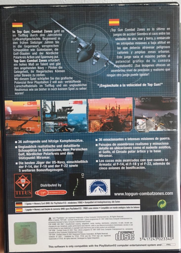Top Gun Combat Zones - Sony PlayStation 2 (PS2) (1) video game collectible [Barcode 3417243023340] - Main Image 2