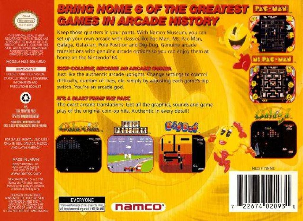 Namcomuseum 64 - Nintendo 64 (N64) (Namco) video game collectible - Main Image 2