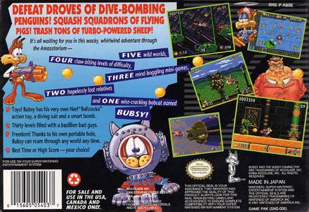 Bubsy II - Nintendo Super Nintendo Entertainment System (SNES) (Accolade, Inc. - 1) video game collectible [Barcode 015605054037] - Main Image 2