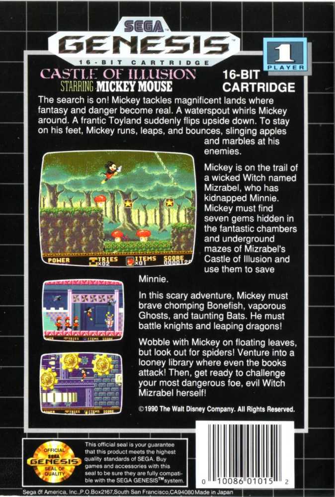 Castle of Illusion : Starring Mickey Mouse - Sega Genesis (Mega Drive) (Sega - 1) video game collectible - Main Image 2