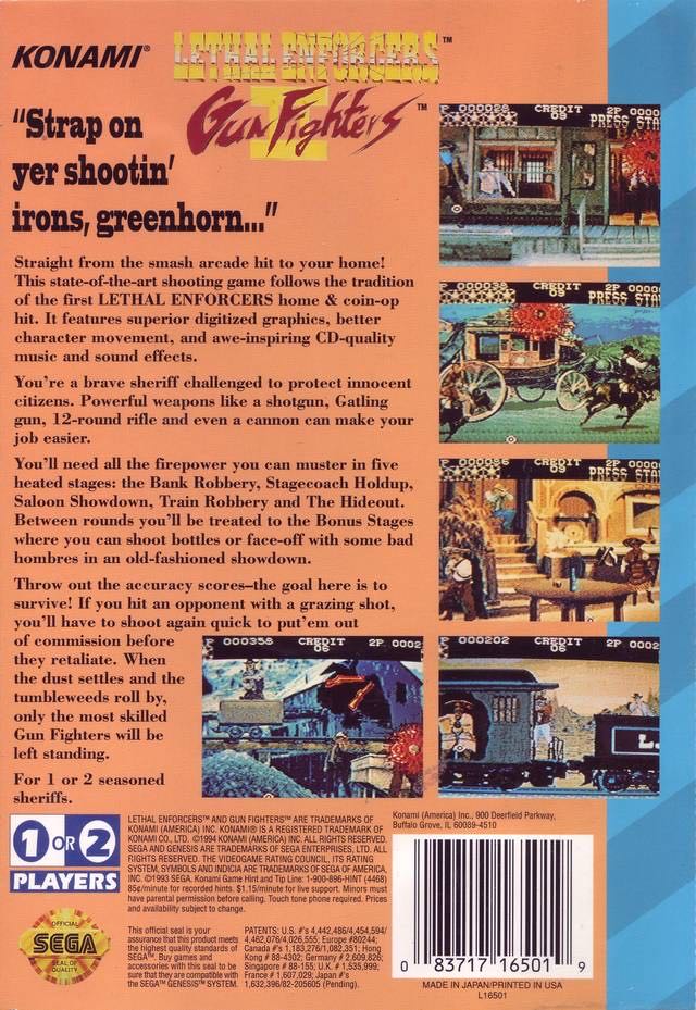 Lethal Enforcers II: Gun Fighters - Sega CD (Konami - 1-2) video game collectible [Barcode 083717165019] - Main Image 2