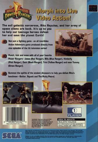 Mighty Morphin Power Rangers - Sega CD (Sega - 1 Players) video game collectible [Barcode 010086044423] - Main Image 2