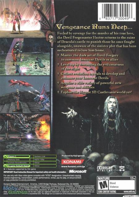 Castlevania: Curse of Darkness - Microsoft Xbox (Konami - 1) video game collectible [Barcode 083717300496] - Main Image 2