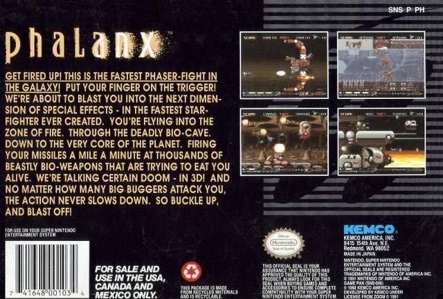 Phalanx - Nintendo Super Nintendo Entertainment System (SNES) (Kemco - 1) video game collectible - Main Image 2
