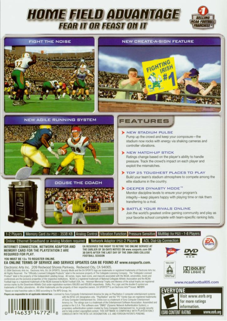 Ncaa Football 2005 - Sony PlayStation 2 (PS2) video game collectible - Main Image 2