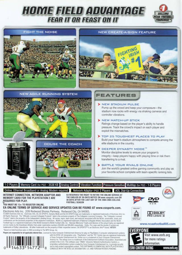 Ncaa Football 2005 - Sony PlayStation 2 (PS2) (Ea Sports) video game collectible - Main Image 2